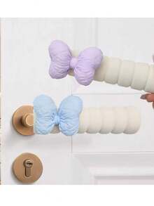 1 pieza/2 piezas Funda protectora de manija de puerta con lazo, adecuada para puertas y ventanas de dormitorios de adolescentes, guantes de puerta anti-colisión, antiestático, anti-colisión, adecuado para baño, dormitorio, balcón, cocina, alféizar de ventana - Blanco - Ver 4