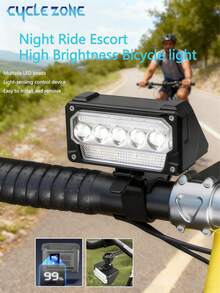 5 LED Super Bright Bicycle Front Light With Battery Level Display, 5 Intelligent Modes, Sensing White/Red/Blue Flashing Lights, Adjustable High/Low Beam, Rechargeable, Suitable For Night Cycling And Illumination - Multicolor - View 1