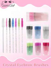 50 فرشاة رموش قابلة للتخلص منها باللون الوردي مع حاوية، عصي ماسكارا للسفر ومستلزمات مكياج الرموش، S لتمديد الرموش، فرش الحواجب البلورية، فرشاة الحواجب، فرشاة ظلال العيون، فرشاة - وردي - مشاهدة 2