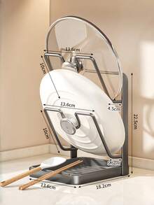 1个立式锅盖架，多功能砧板和锅盖收纳架，厨房台面储物架，适用于存放砧板、锅盖、刀具和其他厨房配件