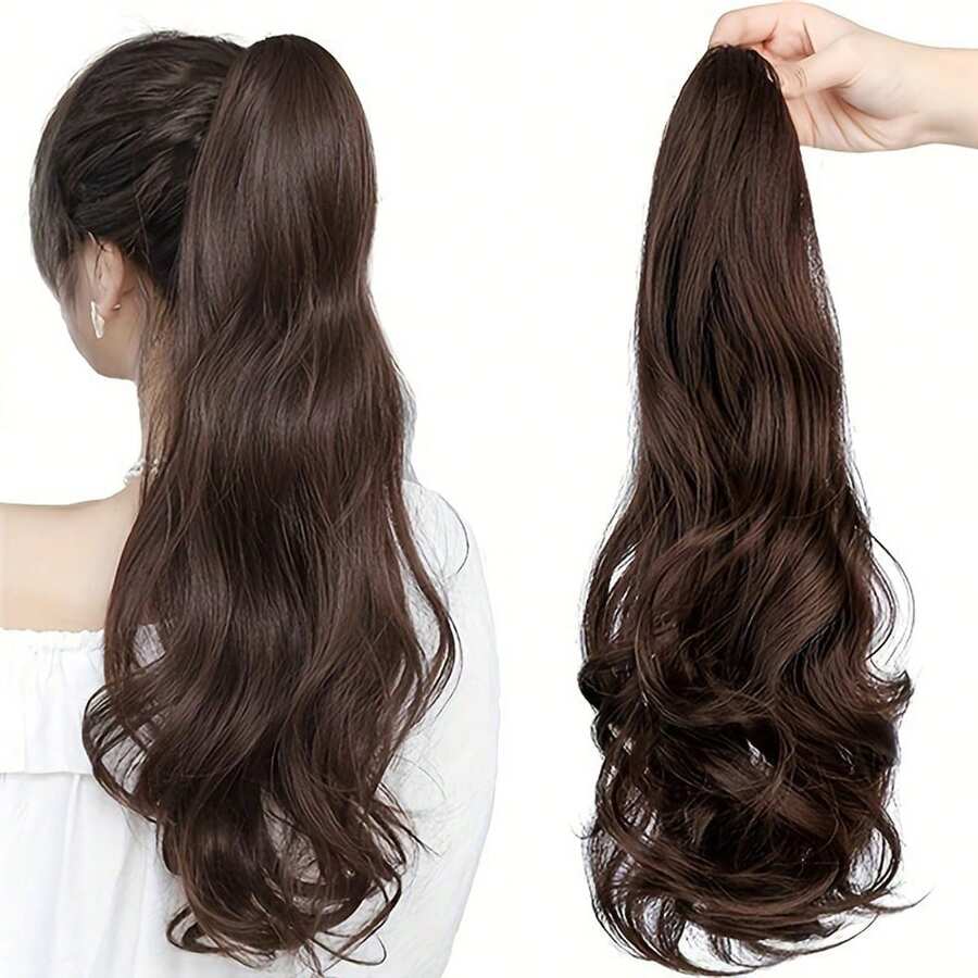 Tóc đuôi ngựa kẹp vuốt thanh lịch - Tóc tổng hợp dài, xoăn và gợn sóng dành cho phụ nữ, sử dụng hàng ngày linh hoạt