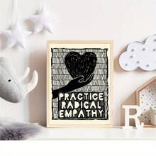 1pc Experience Radical Empathy Canvas Art Printing - Frameless Ink Letter Printing Wall Artwork, Indoor And Outdoor Decoration - Classic Modern Art Decoration - Palm Design, Suitable For Living Rooms, Bedrooms, Home Offices, Coffee Shops - Social Justice And Action Themed Wall Hanging Decoration - Multicolor - View 4