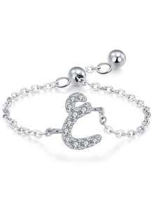1 pièce Bague réglable minimaliste en lettre arabe en argent sterling 925, cadeau élégant pour les femmes pour le mariage, l'anniversaire, la fête des mères - Argent - Voir 15