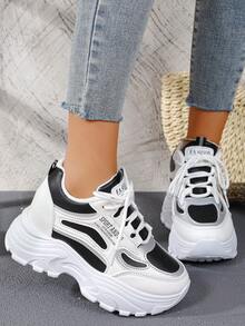 Damen Mode Runde Zehenkappe Schnürung Große Größen Slip-On Winter Warm Bequeme Sportschuhe - Schwarz - Übersicht 5