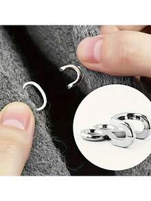 10pcs Metal Alloy Invisible Buttons For Jackets, Coats, Jeans, Skirts, Sewing Accessories - Silver - View 1
