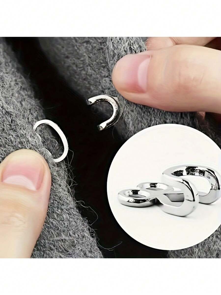 10pcs Metal Alloy Invisible Buttons For Jackets, Coats, Jeans, Skirts, Sewing Accessories - Silver - View 1