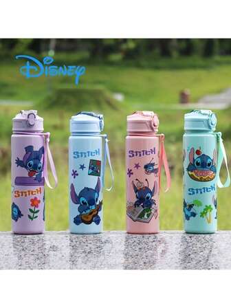 Disney Botella de agua deportiva, vaso de gran capacidad de 800ml, vaso con pajita, patrones vibrantes, incluye tapa y asa, hecho de material de PC, apto para café, té, leche con té - regalo perfecto para Navidad, San Valentín y cumpleaños