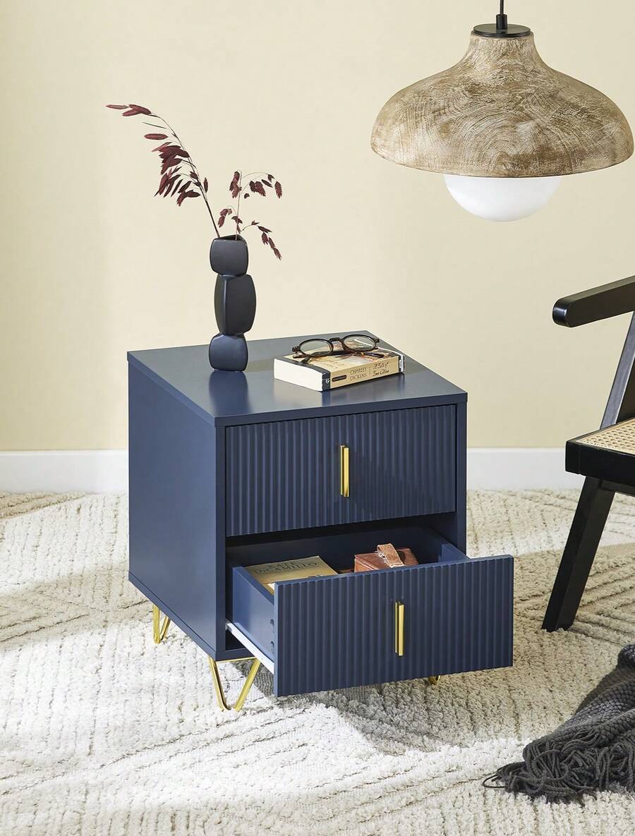SoBuy FBT115-W Bedside Table With 2 Drawers For Box Spring Bed, Sofa Table, Side Table, Telephone Table, Nightstand, White W X H X D Approx.: 40 X 47 X 40 Cm