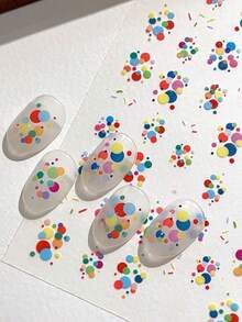 1张韩版ins风彩色混合波点美甲贴纸，糖果泡泡DIY美甲贴花，可爱美甲装饰 - 彩色 - 查看 1
