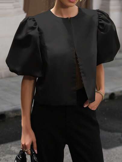 Women's Solid Color Short Sleeve Shirt, Simple Fashion Suitable For Summer