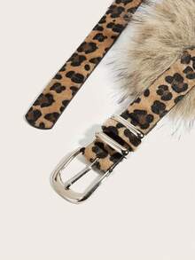 1pc Leopard Print Skinny Belt, Boho Fuzzy Brown Waist Belt, Y2K Vintage Furry Rabbit Hair Waist Cincher Sexy Accessory, Suitable For Coats, Jeans, Dresses, Daily Wear, Parties, Halloween, Christmas, Great Gift For Friends - Leopard Print Fur Belt 2 - View 7