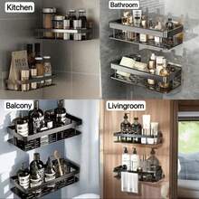1PC Wall-Mounted Shower Caddy Hanging Portable Corner Shower Caddy Shower Shelf For Inside Shower Bathroom Organizers And Storage Bathroom Shower Shelves Accessories Bathroom Decor - Y-03 - View 4