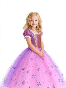 Girls Christmas Costumes, Light Up Princess Dress, Kids Party Dress, Syncs With Music, App Remote Control, For Halloween Cosplay Costume, With Crown, Magic Wand, Wig, Gloves, Necklace (Battery Not Included) - Lilac Purple - View 7