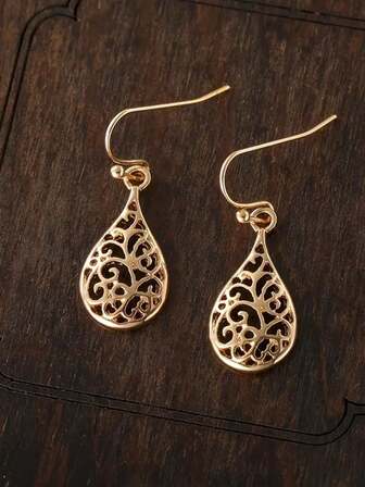 1 Pair Vintage Water Drop Pendant Earrings, Creative Unique Design Earrings For Women, Fashionable Personalized Delicate Earrings For Daily Wear, Party Gift Suitable For Men And Women