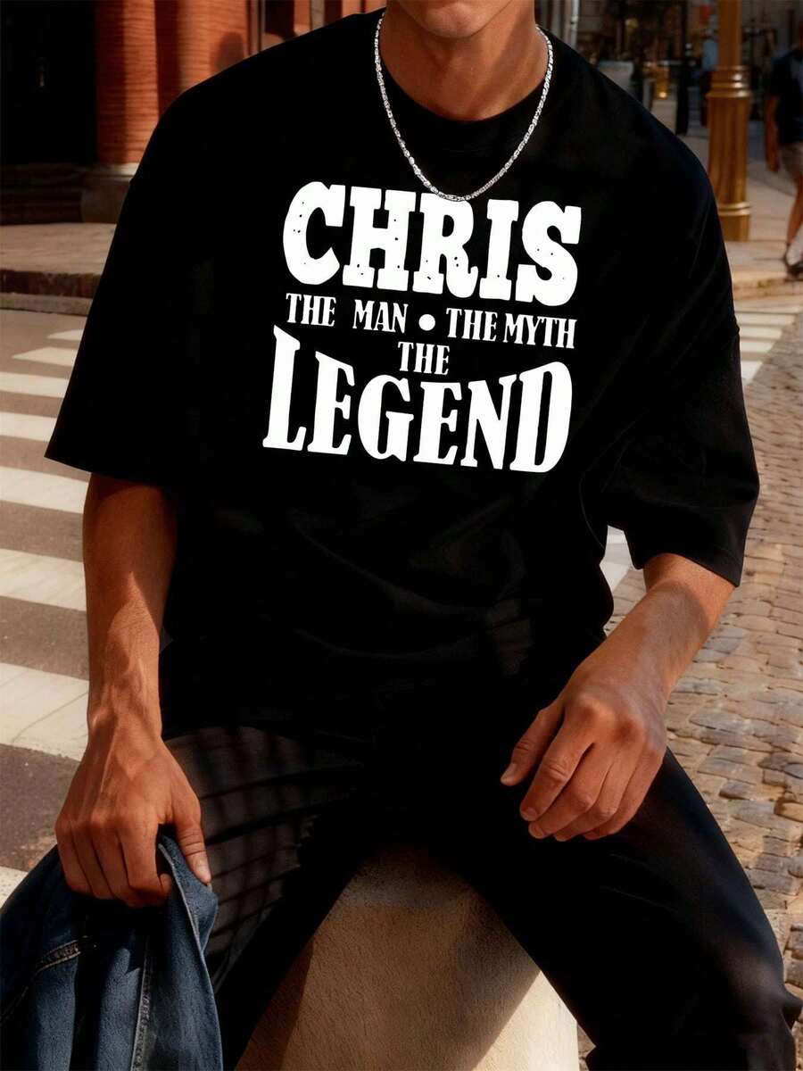 Chris Legend Autumn Graphic Tee, Street Hip-Hop, Breathable, Unique Graphic Print - Black - View 1