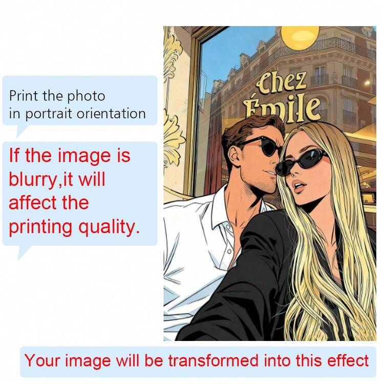 Customized Cartoon Style Poster Decoration, Painting Picture, Couple Photo, Wedding Photo, Family Portrait, Painting Poster Printing, Canvas Printing, Frameless Wall Art - Multicolor - View 17