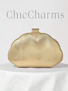 Lightweight, Business Casual Rhinestone Decor Bucket Bag Mini Drawstring Design, Wedding Items - Gold - View 9