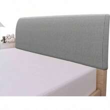- Funda elstica para cabecero de cama, pequea funda cuadrada de jacquard, a prueba de polvo para recmara matrimonial, gris claro - Doble + Gris,claro - Ver 2
