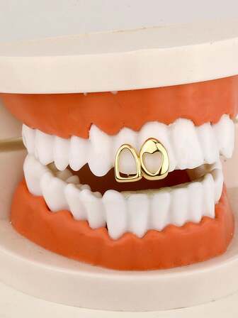 空心金属牙齿饰品，男女通用空心金属牙套，嘻哈牙齿饰品，牙齿派对装饰，独特时尚配饰，趣味舞台道具