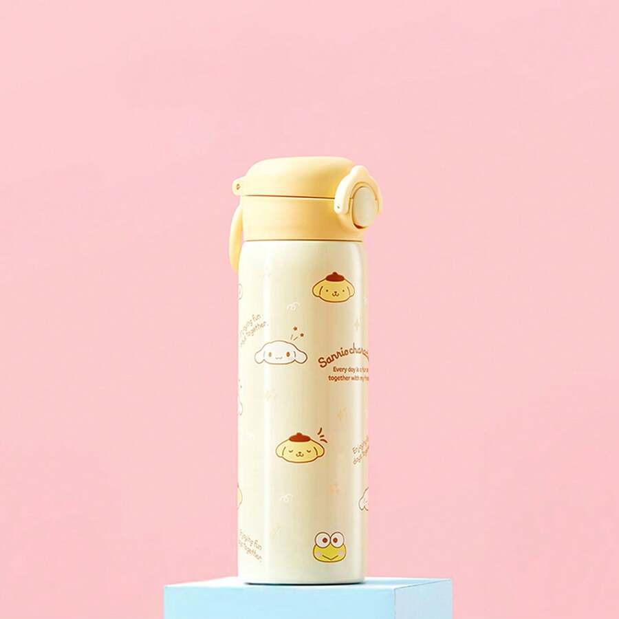 Vaso Miniso Cute Sanrio con tapa mágica, taza Kawaii de 500ml, a prueba de fugas y con retención de calor - Amarillo - Amarillo - Ver 1