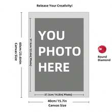 Kit di pittura a diamante personalizzata su misura per adulti, fai da te 5D, arte con punti a forma rotonda/quadrata, con foto, testo e disegno personalizzato, in varie dimensioni (20x25cm), decorazione personalizzata per la casa (Punti rotondi, 30x40cm), kit per adulti, decorazione con pittura a diamanti 5D