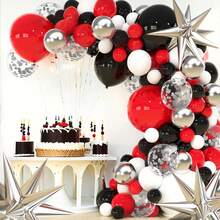 89 قطعة من البالونات اللاتكس باللون الأسود والأبيض والفضي والأحمر مجموعة ديكور DIY - قوس، إكليل، بالونات بها شراريخ فضية، مناسبة لحفلات عيد الميلاد، عيد الحب، حفلات استقبال المواليد، جميع مناسبات الاحتفال، ديكور المنزل، الزفاف، الهدايا، الخطوبة، الحديقة، التخرج، الذكرى السنوية، الكرنفال، عيد الميلاد - متعدد الألوان - مشاهدة 9