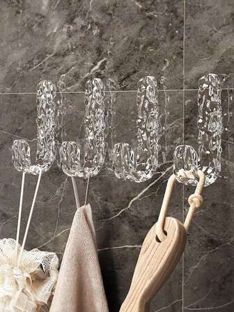 Transparent Glacier Hooks, Light Luxury And High-End Feel, Suitable For Multiple Scenarios: Kitchen, Wardrobe, Wall, Door, Bathroom, Can Hang Towels, Jackets, Hats, Scarves, Spatulas, Etc., Allowing You To Easily Enjoy The Fun Of Storage Bathroom Accessories Bathroom Tools