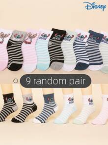 Disney 5 Pairs Stitch Cartoon Cute Personalized Kids Socks, Funny Fashion Casual Comfortable Odor-Resistant Moisture-Wicking Student Socks, Practical And Stylish, Patterned Sweat-Absorbing Low-Cut Socks Suitable For Daily Wear, Back To School And Holiday Gifts, Fast Delivery, Christmas Gift For Kids