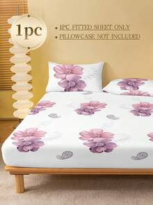 1pc Lavender Floral Paisley Pattern Fitted Sheet, Mattress Protector, Valentine's Heart Mattress Cover, Soft & Breathable, Fits Twin, Full, Queen, King Beds, Deep Pocket Design Up To 11.8 Inches, Wrinkle-Resistant, Improves Sleep Quality, Machine Washable - Mauve Purple - View 4