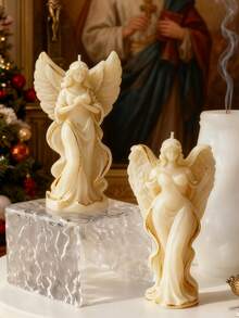 1个可爱天使翅膀硅胶模具 – 适用于DIY蜡烛/石膏/树脂/肥皂工艺品，情人节/母亲节/生日/春季创意礼物，适合家居装饰和蜡烛制作用品 - 白色 - 查看 6