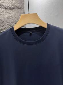 SU ER Men's Fashionable Printed Loose Short Sleeve T-Shirt | Exquisite Design | Summer Essential | Easy To Match, Showcasing Your Style - Navy Blue - View 4