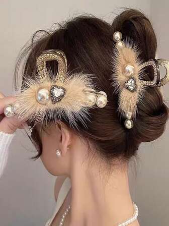 1pc Shiny Elegant ABS Plastic Hair Claw Clip, Fashionable Accessory For Spring, Summer, Autumn And Winter Elegant Hair Clips Causal Hair Clutch
