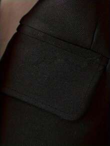 1pc Women's Solid Color Woven Fabric Pocket Button Double-Breasted Casual Office Jacket, Autumn