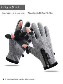 1件装冬季滑雪骑行防风防水保暖加厚触屏拉链手套，男女通用，抓绒材质，加绒设计