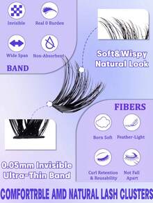 800/540/280pcs D-Curl Fluffy False Eyelashes Set, Includes Beginner Eyelash Tutorial, Thick 3D Segmented False Lashes With Glue, Sealer, Tweezers, Enlarges Eyes, Lightweight & Reusable, High-Volume Individual Lashes, Soft & Natural Mixed Lashes, Creates 3D Volumized Eye Makeup, Suitable For DIY At Home, Travel, Daily Commute, Parties, Weddings, Bridal - màu đen - Xem 7