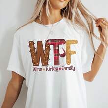 Camiseta familiar de vino y pavo para Navidad y Acción de Gracias.220g WoM-en's 100% Cotton T-Shirt - Feminine and Comfortable FiT-Suitable for all people, whether woM-en or M-enhigh-quality durable fabric suitable for all seans,ft to the touch but built to lastBreathabletops woM.en fall outfiT.S for woM.en vaC.Ation outfiT.S woM.en halloween costume - Blanco - Ver 1