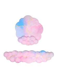 云朵鼠标垫护腕两件套 - 鼠标垫护腕套装包含云朵键盘护腕和云朵鼠标垫护腕。底部采用防滑设计，提供 5 种款式选择，适用于各种办公场景。