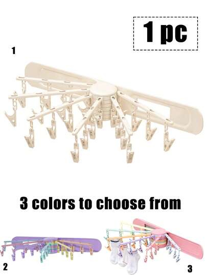 Tendedero de ropa plegable y organizador montado en la pared | Secador multifuncional de ropa interior y calcetines con pinzas | Plegable, almacenamiento compacto, solución de lavandería ahorradora de espacio para apartamentos pequeños, baños, balcones, dormitorios, viajes | Elemento imprescindible para la organización del hogar en Año Nuevo | Regalo perfecto para inauguración de casa, Navidad, intercambio de regalos pequeños