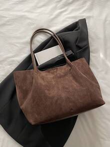 Autumn/Winter New Suede Tote Bag, Large Capacity Commuter Bag, Casual Minimalist Versatile Ins Style Shoulder Bag For Women - Multicolor - View 7