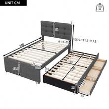 Bed Frames - Gray + Linen + 90cm*200cm - View 2