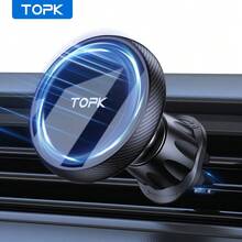 TOPK Magnetic Car Mount, Magnetic Phone Holder For Car With Powerful Magnetism, Upgraded Metal Hook Vent Clip, Single-Hand Operation, Compatible With IPhone 15 14 13 12 Pro Max Plus.