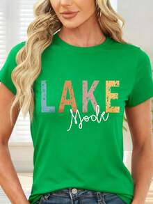 Lake Mode Print T-Shirt In Multicolor Colors For Lake Holidays - Green - View 1