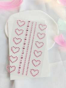 粉色爱心DIY眼部宝石装饰，水钻贴纸，适用于婚礼、派对、音乐会、音乐节、Y2K风格、艺术人体彩绘配件 - 粉色 - 查看 5