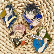 1枚，五条、裕二、宿傩、藤井、七海、惠的高品质金属徽章，珐琅+透明漆+印刷工艺，包包配饰，服装配饰，生日礼物，情侣和闺蜜礼物，生日，旅行纪念品，毕业典礼，派对，圣诞节，万圣节，节日礼物