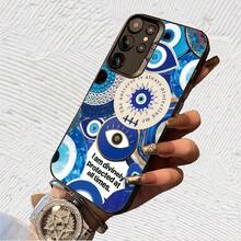 Ojo turco azul 444 protección divina Impresión UV para iPhone 11/12/13/14/15/16 Plus/17 Pro Max (Regalos de Navidad seleccionados, regalos por el Día Nacional, regalos por el Día de la Independencia, regalos de San Valentín, regalos de cumpleaños - Negro transparente - Ver 4
