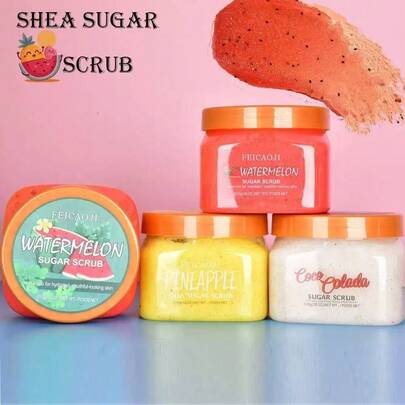 Exfoliante corporal con azúcar de karité coco sandía rosa alfa arbutina Scrub Uva Karité Exfoliación Corporal Hidratación Aroma Frutal Reparador Rejuvenecedor Cosmético Cuidado Piel