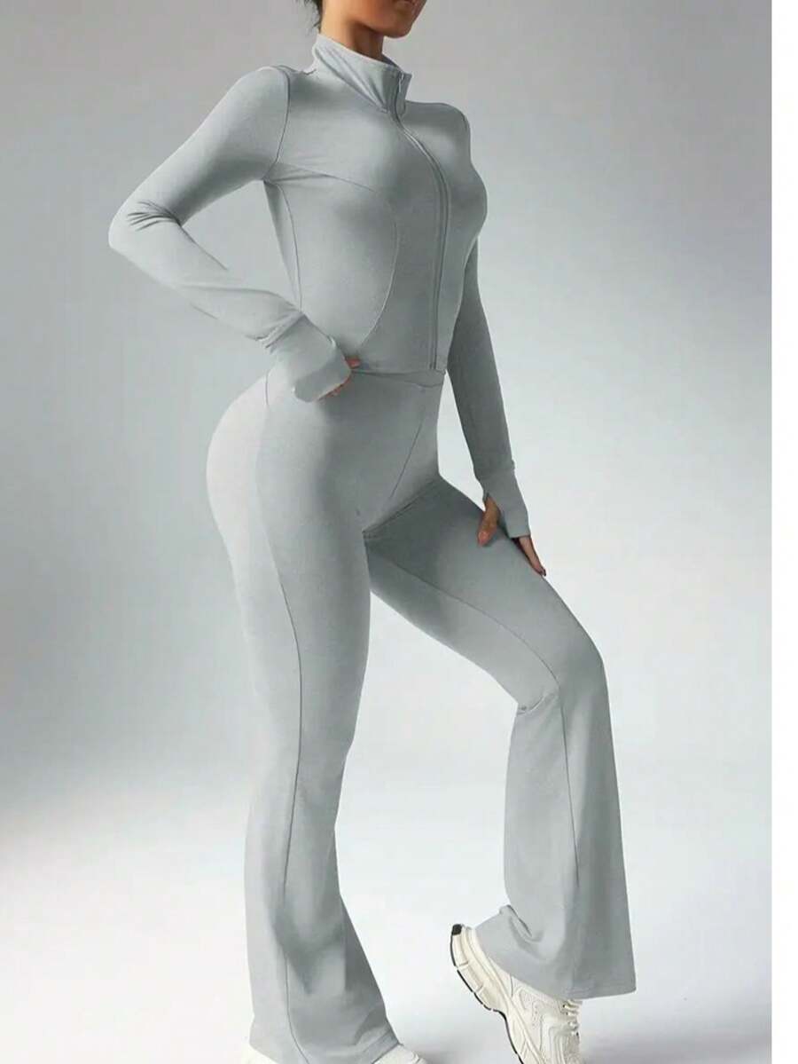 CONJUNTO DEPORTIVO DE DAMA DEPORTIVO MAYA ACAMPANADA Y SUDADERA MANGA LARGA - Gris - Ver 1