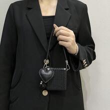 Luksusowy, prosty, czarny, słomiany pokrowiec na telefon z wisiorkiem w kształcie serca, pleciony, kompatybilny z Samsungiem - Czarne - Zobacz 4