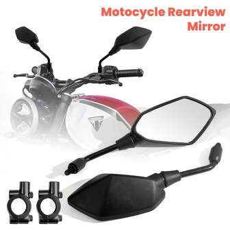 通用型 10 米摩托车侧后视镜，带 7/8 英寸车把安装夹，兼容踏板车、电动自行车、越野摩托车
