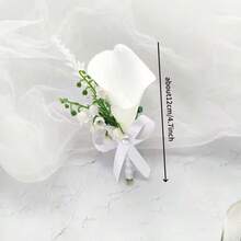 新娘伴娘捧花，白色马蹄莲人造花，新娘手捧花，适用于婚礼教堂仪式、家居装饰、婚礼拍照道具、单身派对、迎婴派对装饰、情人节配饰 - 白色B - 查看 8